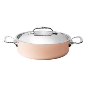 Кастрюля медная 4,9л D28см H9,2см, с крышкой и ручками из нержавеющей стали 6441.28