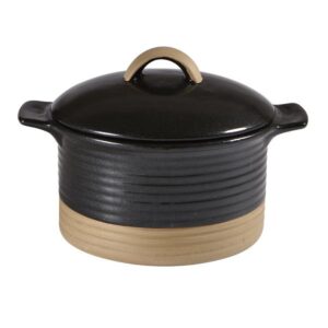 Кокотница 0,56л D15,9см H7см, с ручками и крышкой, керамика, IGNEOUS BLACK ZCBKIGC21