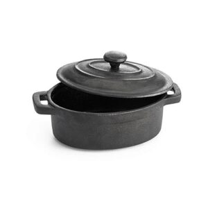 Кокотница чугунная овальная 0,235л 12,5х9см H4,5см, с крышкой, цвет черный CW30112