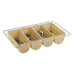 Контейнер для хранения столовых приборов GN 1/1, 53X32,5XH10см, хром.проволока+ротанг 42584-04