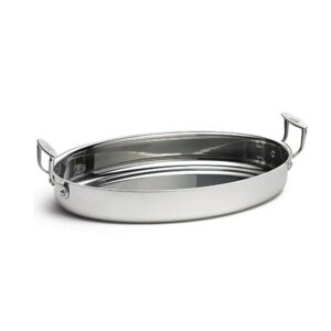 Лоток для жарки "TRI-PLY" 30,5х23см H6,5см 4,5л, овальный, с ручками, нерж.сталь CW2042