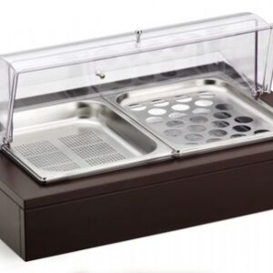 Мармит настольный (чефиндиш) gn1/1 с крышкой roll-top, с охлажд элем, на дерев.подст. венге 51132830