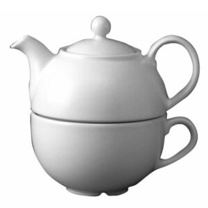 Набор чайный 2 предмета (чайник 362мл, чашка CAPPUCCINO 340мл) WHITE HOLLOWARE WHOCT1