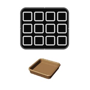 Форма u для выпечки тарталеток 69х69/62х62мм h15мм (для аппарата cookmatic), 12 ячеек piastra u