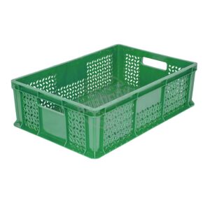 Ящик овощной 600х400х180мм, перфорированный, объем 35л, п/э, цвет зеленый tr 706.01.01