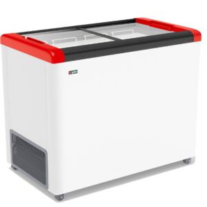 Ларь морозильный GELLAR FG 350 с прямое стекло красный (пропан)